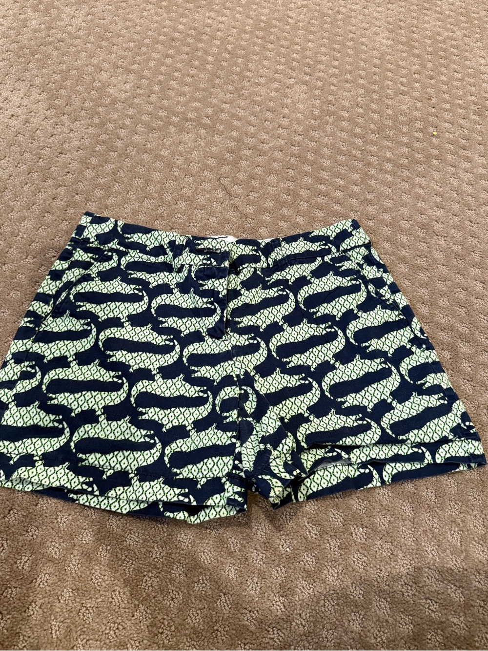 crown & ivy Navy and Cream Printed Bermuda Shorts